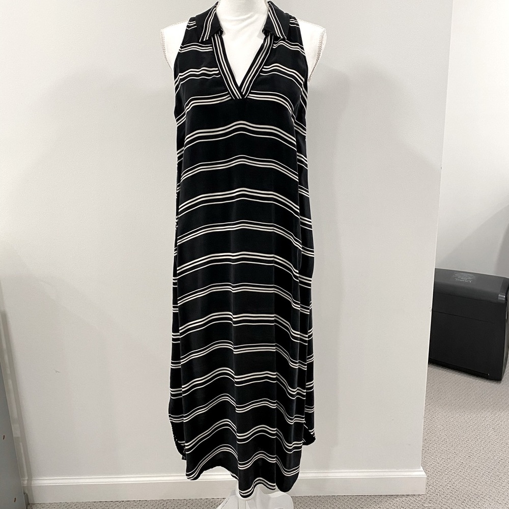 Anthropologie stripe silk midi dress